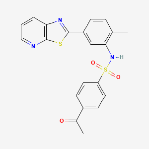 4-acetyl-N-(2-methyl-5-(thiazolo[5,4-b]pyridin-2-yl)phenyl)benzenesulfonamide