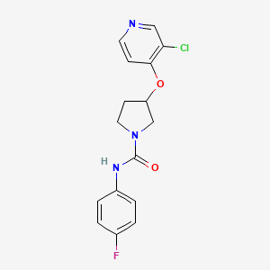 molecular formula C16H15ClFN3O2 B2840684 3-((3-氯吡啶-4-基)氧基)-N-(4-氟苯基)吡咯啉-1-甲酰胺 CAS No. 2034618-93-2