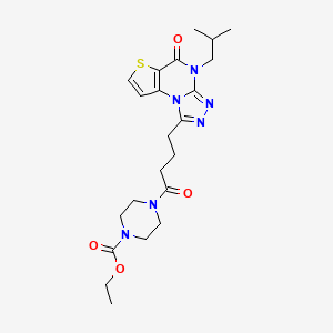 molecular formula C22H30N6O4S B2840687 乙酸4-(4-(4-异丁基-5-氧代-4,5-二氢噻吩[2,3-e][1,2,4]三唑[4,3-a]嘧啶-1-基)丁酰基)哌嗪-1-甲酸乙酯 CAS No. 892274-20-3