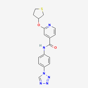molecular formula C17H16N6O2S B2840692 N-(4-(1H-tetrazol-1-yl)phenyl)-2-((tetrahydrothiophen-3-yl)oxy)isonicotinamide CAS No. 2034620-28-3