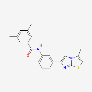 molecular formula C21H19N3OS B2840693 3,5-dimethyl-N-(3-(3-methylimidazo[2,1-b]thiazol-6-yl)phenyl)benzamide CAS No. 893980-98-8