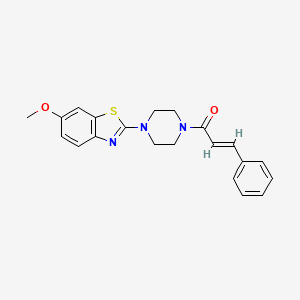 molecular formula C21H21N3O2S B2840696 6-methoxy-2-{4-[(2E)-3-phenylprop-2-enoyl]piperazin-1-yl}-1,3-benzothiazole CAS No. 897468-67-6