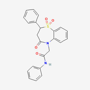 molecular formula C23H20N2O4S B2840699 2-(1,1-dioxido-4-oxo-2-phenyl-3,4-dihydrobenzo[b][1,4]thiazepin-5(2H)-yl)-N-phenylacetamide CAS No. 852451-82-2
