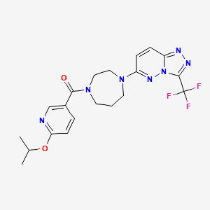 molecular formula C20H22F3N7O2 B2840700 (6-Propan-2-yloxypyridin-3-yl)-[4-[3-(trifluoromethyl)-[1,2,4]triazolo[4,3-b]pyridazin-6-yl]-1,4-diazepan-1-yl]methanone CAS No. 2380095-98-5