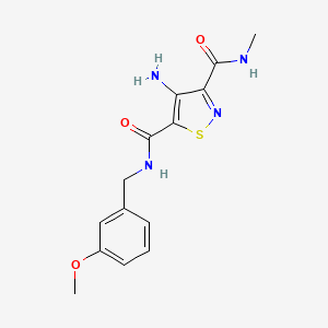 molecular formula C14H16N4O3S B2840702 4-amino-N5-(3-methoxybenzyl)-N3-methylisothiazole-3,5-dicarboxamide CAS No. 1251680-26-8
