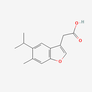 molecular formula C14H16O3 B2840719 (5-异丙基-6-甲基-苯并呋喃-3-基)-乙酸 CAS No. 730951-42-5
