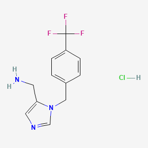 molecular formula C12H13ClF3N3 B2840722 1-[4-(三氟甲基)苯甲基]-1H-咪唑-5-基甲胺 盐酸盐 CAS No. 1779124-88-7