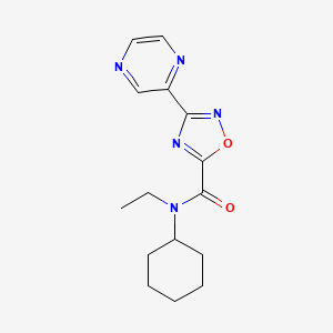 molecular formula C15H19N5O2 B2840725 N-环己基-N-乙基-3-(吡嗪-2-基)-1,2,4-噁二唑-5-羧酰胺 CAS No. 1235669-06-3
