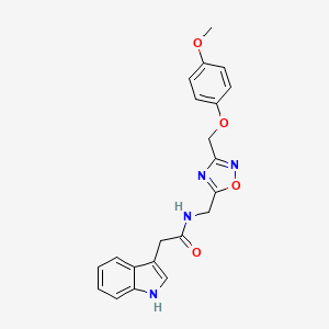 2-(1H-indol-3-yl)-N-((3-((4-methoxyphenoxy)methyl)-1,2,4-oxadiazol-5-yl)methyl)acetamide