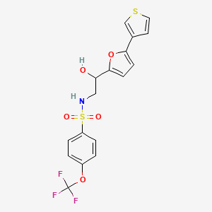 molecular formula C17H14F3NO5S2 B2840732 N-(2-羟基-2-(5-(噻吩-3-基)呋喃-2-基)乙基)-4-(三氟甲氧基)苯磺酰胺 CAS No. 2034491-14-8