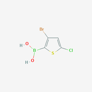 molecular formula C4H3BBrClO2S B2840736 3-溴-5-氯噻吩-2-硼酸 CAS No. 2377609-99-7