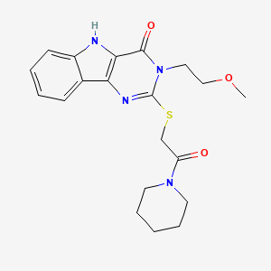 molecular formula C20H24N4O3S B2840738 3-(2-methoxyethyl)-2-(2-oxo-2-piperidin-1-ylethyl)sulfanyl-5H-pyrimido[5,4-b]indol-4-one CAS No. 888435-71-0