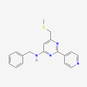 molecular formula C18H18N4S B2840751 N-苄基-6-[(甲磺基)甲基]-2-(4-吡啶基)-4-嘧啶胺 CAS No. 478031-50-4