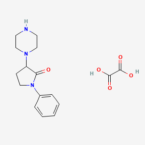 molecular formula C16H21N3O5 B2840758 1-苯基-3-(哌嗪-1-基)吡咯烷-2-酮, 草酸 CAS No. 1803566-92-8