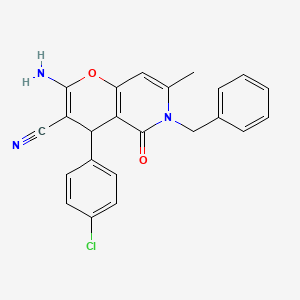 2-amino-6-benzyl-4-(4-chlorophenyl)-7-methyl-5-oxo-5,6-dihydro-4H-pyrano[3,2-c]pyridine-3-carbonitrile