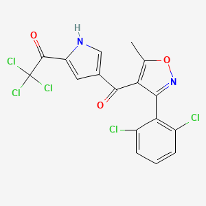 molecular formula C17H9Cl5N2O3 B2840769 2,2,2-trichloro-1-(4-{[3-(2,6-dichlorophenyl)-5-methyl-4-isoxazolyl]carbonyl}-1H-pyrrol-2-yl)-1-ethanone CAS No. 478064-45-8