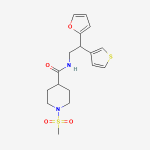 molecular formula C17H22N2O4S2 B2840771 N-[2-(呋喃-2-基)-2-(噻吩-3-基)乙基]-1-甲磺酰基哌啶-4-甲酸酰胺 CAS No. 2097912-23-5