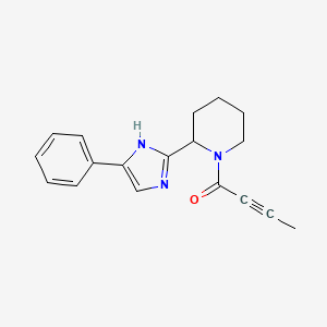 molecular formula C18H19N3O B2840772 1-[2-(4-phenyl-1H-imidazol-2-yl)piperidin-1-yl]but-2-yn-1-one CAS No. 2094744-94-0