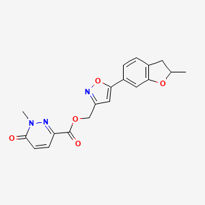 molecular formula C19H17N3O5 B2840776 (5-(2-Methyl-2,3-dihydrobenzofuran-6-yl)isoxazol-3-yl)methyl 1-methyl-6-oxo-1,6-dihydropyridazine-3-carboxylate CAS No. 1208500-84-8