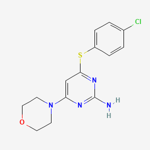 molecular formula C14H15ClN4OS B2840779 4-[(4-Chlorophenyl)sulfanyl]-6-(morpholin-4-yl)pyrimidin-2-amine CAS No. 339016-20-5