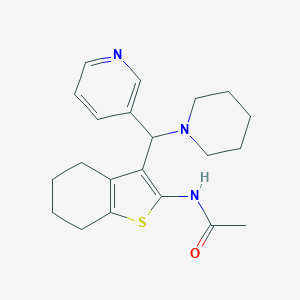 molecular formula C21H27N3OS B284078 N-{3-[piperidin-1-yl(pyridin-3-yl)methyl]-4,5,6,7-tetrahydro-1-benzothiophen-2-yl}acetamide 