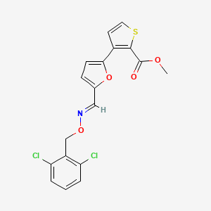 molecular formula C18H13Cl2NO4S B2840780 Methyl 3-[5-({[(2,6-dichlorobenzyl)oxy]imino}methyl)-2-furyl]-2-thiophenecarboxylate CAS No. 241488-16-4