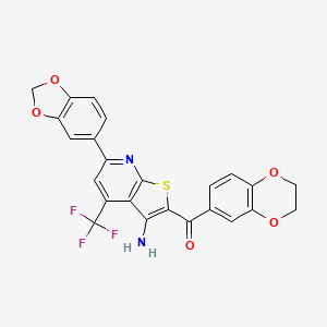 [3-Amino-6-(1,3-benzodioxol-5-yl)-4-(trifluoromethyl)thieno[2,3-b]pyridin-2-yl](2,3-dihydro-1,4-benzodioxin-6-yl)methanone