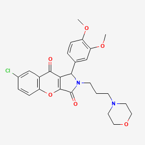 molecular formula C26H27ClN2O6 B2840801 7-Chloro-1-(3,4-dimethoxyphenyl)-2-(3-morpholinopropyl)-1,2-dihydrochromeno[2,3-c]pyrrole-3,9-dione CAS No. 631882-50-3