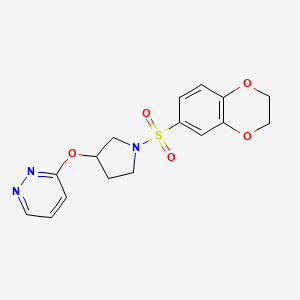 3-((1-((2,3-Dihydrobenzo[b][1,4]dioxin-6-yl)sulfonyl)pyrrolidin-3-yl)oxy)pyridazine