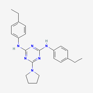 molecular formula C23H28N6 B2840808 N2,N4-双(4-乙基苯基)-6-(吡咯啉-1-基)-1,3,5-三嘧啶-2,4-二胺 CAS No. 898623-62-6