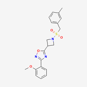 molecular formula C20H21N3O4S B2840820 3-(2-Methoxyphenyl)-5-(1-((3-methylbenzyl)sulfonyl)azetidin-3-yl)-1,2,4-oxadiazole CAS No. 1396767-44-4