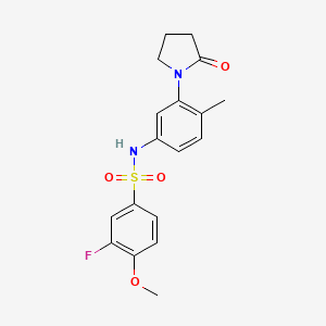 molecular formula C18H19FN2O4S B2840828 3-fluoro-4-methoxy-N-(4-methyl-3-(2-oxopyrrolidin-1-yl)phenyl)benzenesulfonamide CAS No. 942013-05-0