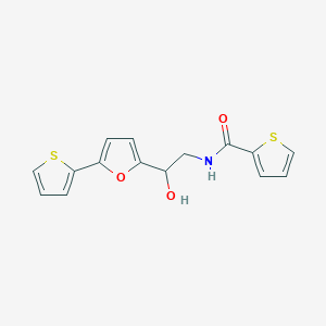 molecular formula C15H13NO3S2 B2840829 N-[2-Hydroxy-2-(5-thiophen-2-ylfuran-2-yl)ethyl]thiophene-2-carboxamide CAS No. 2309346-46-9