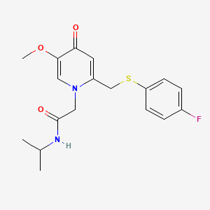 molecular formula C18H21FN2O3S B2840836 2-(2-(((4-fluorophenyl)thio)methyl)-5-methoxy-4-oxopyridin-1(4H)-yl)-N-isopropylacetamide CAS No. 920412-45-9