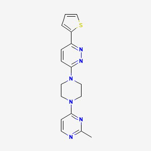 molecular formula C17H18N6S B2840839 2-Methyl-4-[4-(6-thiophen-2-ylpyridazin-3-yl)piperazin-1-yl]pyrimidine CAS No. 2380191-89-7
