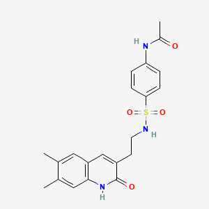 molecular formula C21H23N3O4S B2840845 N-[4-[2-(6,7-二甲基-2-氧代-1H-喹啉-3-基)乙基磺酰基]苯基]乙酰胺 CAS No. 851408-52-1