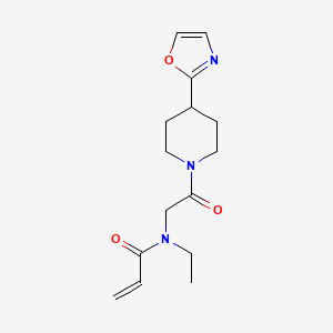 molecular formula C15H21N3O3 B2840848 N-Ethyl-N-[2-[4-(1,3-oxazol-2-yl)piperidin-1-yl]-2-oxoethyl]prop-2-enamide CAS No. 2195033-34-0