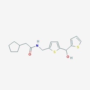 molecular formula C17H21NO2S2 B2840854 2-cyclopentyl-N-((5-(hydroxy(thiophen-2-yl)methyl)thiophen-2-yl)methyl)acetamide CAS No. 1421456-68-9