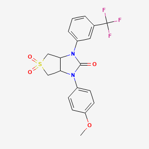 molecular formula C19H17F3N2O4S B2840857 1-(4-methoxyphenyl)-3-(3-(trifluoromethyl)phenyl)tetrahydro-1H-thieno[3,4-d]imidazol-2(3H)-one 5,5-dioxide CAS No. 878428-46-7