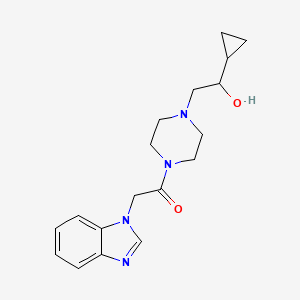molecular formula C18H24N4O2 B2840858 2-(1H-benzo[d]imidazol-1-yl)-1-(4-(2-cyclopropyl-2-hydroxyethyl)piperazin-1-yl)ethanone CAS No. 1396848-79-5