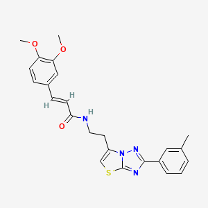 (E)-3-(3,4-dimethoxyphenyl)-N-(2-(2-(m-tolyl)thiazolo[3,2-b][1,2,4]triazol-6-yl)ethyl)acrylamide