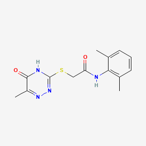 molecular formula C14H16N4O2S B2840870 N-(2,6-dimethylphenyl)-2-((6-methyl-5-oxo-4,5-dihydro-1,2,4-triazin-3-yl)thio)acetamide CAS No. 459850-43-2