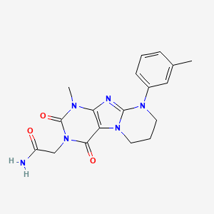 molecular formula C18H20N6O3 B2840878 2-[1-methyl-9-(3-methylphenyl)-2,4-dioxo-7,8-dihydro-6H-purino[7,8-a]pyrimidin-3-yl]acetamide CAS No. 847035-67-0