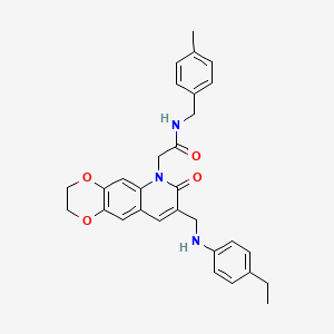 2-(8-(((4-ethylphenyl)amino)methyl)-7-oxo-2,3-dihydro-[1,4]dioxino[2,3-g]quinolin-6(7H)-yl)-N-(4-methylbenzyl)acetamide
