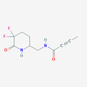 molecular formula C10H12F2N2O2 B2840882 N-[(5,5-Difluoro-6-oxopiperidin-2-yl)methyl]but-2-ynamide CAS No. 2411247-64-6