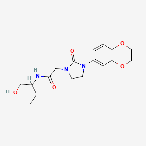 molecular formula C17H23N3O5 B2840883 2-(3-(2,3-二氢苯并[b][1,4]二氧杂环-6-基)-2-氧代咪唑啉-1-基)-N-(1-羟基丁基)乙酰胺 CAS No. 1286709-51-0