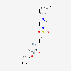 molecular formula C23H31N3O4S B2840886 2-phenoxy-N-(3-((4-(m-tolyl)piperazin-1-yl)sulfonyl)propyl)propanamide CAS No. 1020982-44-8