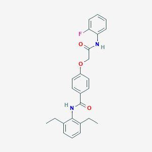 molecular formula C25H25FN2O3 B284090 N-(2,6-diethylphenyl)-4-[2-(2-fluoroanilino)-2-oxoethoxy]benzamide 
