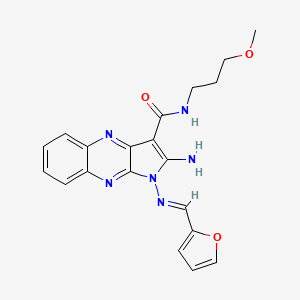 (E)-2-amino-1-((furan-2-ylmethylene)amino)-N-(3-methoxypropyl)-1H-pyrrolo[2,3-b]quinoxaline-3-carboxamide