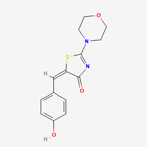 molecular formula C14H14N2O3S B2840905 (5E)-5-[(4-hydroxyphenyl)methylidene]-2-(morpholin-4-yl)-4,5-dihydro-1,3-thiazol-4-one CAS No. 81154-07-6